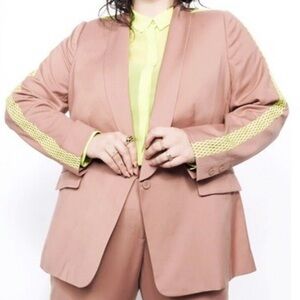 Wildfang Mauve Empower Colorblock Tux Blazer 2X